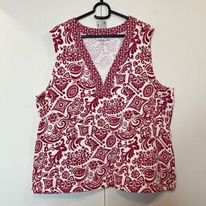 🎉 Croft & Barrow Sleeveless Printed Tank Top Red & White